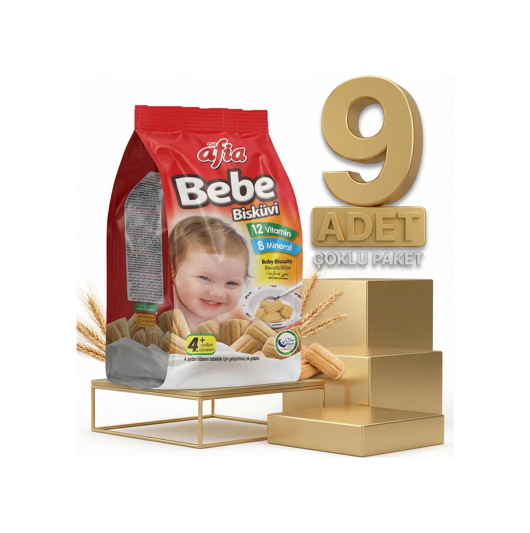 Afia Bebe Bisküvisi Vitamin Katkılı 9x150 Gr