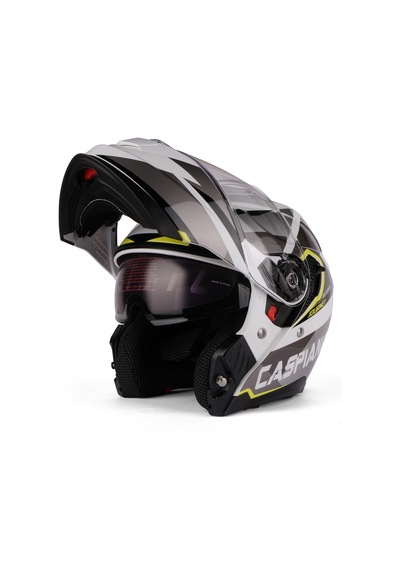 Caspiano Vento Premium Çene Açılır Kask Güneş Vizörlü Gri Sarı Ece 22.06 Sertifikalı