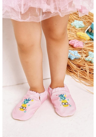 Pineapple Kaydırmaz Taban Bebek Yazlık Patik Pembe , Ev Botu Terliği Kreş Ayakkabısı Panduf F-824 Pembe