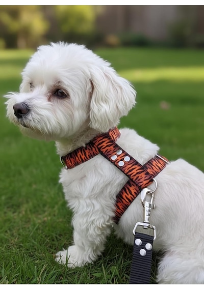 Köpek Göğüs Tasması H Tipi Minik Ve Küçük Irk Ayarlamalı Kolon Kordon Kaplan Desen Genel