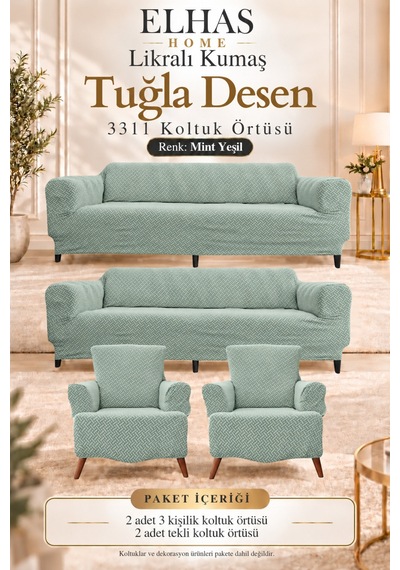 Likralı Kumaş Tuğla Desen 3311 Koltuk Örtüsü Kanepe, Koltuk Kılıfı Yıkanabilir, Esnek 1 Adet Mint Yeşil - 934386711 Mint Yeşil Likralı Kumaş Tuğla Desen 3311 Koltuk Örtüsü Kanepe, Koltuk Kılıfı Yıkanabilir, Esnek 1 Adet Mint Yeşil - 934386711 Mint Yeşil