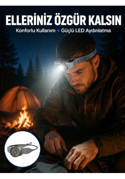 Led Kafa Feneri Ayarlanabilir Baş Bantlı Güçlü Aydınlatma Lambası - Lisinya Diğer
