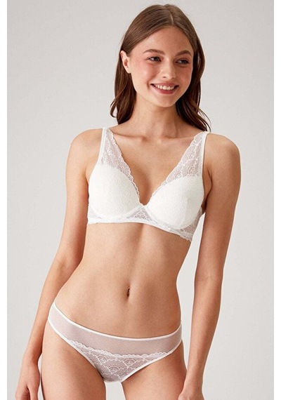 Pierre Cardin Ekru 4821 Biella Soft Push Up Dolgulu Çiçekli Bralet Sütyen Takımı / Iç Çamaşır Takım Pierre Cardin Ekru 4821 Biella Soft Push Up Dolgulu Çiçekli Bralet Sütyen Takımı / Iç Çamaşır Takım