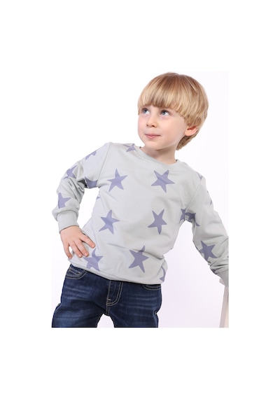 Toontoy Kids Toontoy Erkek Çocuk Komple Yıldız Baskılı Sweatshirt Koyu Yeşil