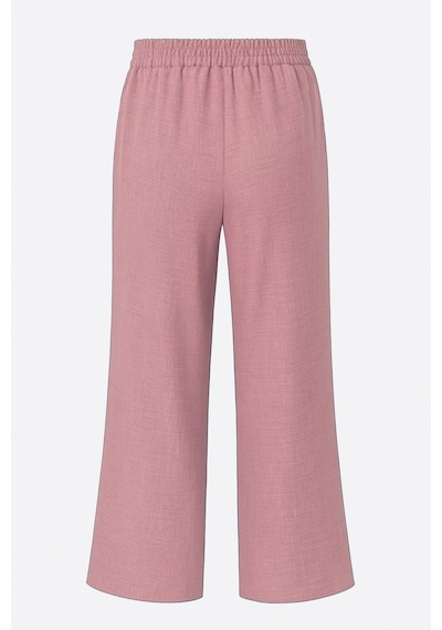 Mizalle Keten Dokulu Beli Lastikli Pudra Pembe Bol Kesim Pantolon Pudra