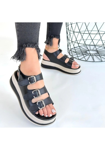 Sepet365 Jatay Siyah Cilt Sandalet