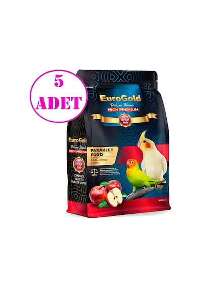 EuroGold Deluxe Blend Gerçek Elmalı Premium Paraket Yemi 1 Kg 5 A