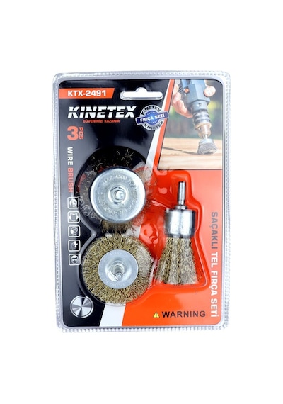 Kinetex Ktx-2491 3 Parça Saçaklı Tel Fırça Seti