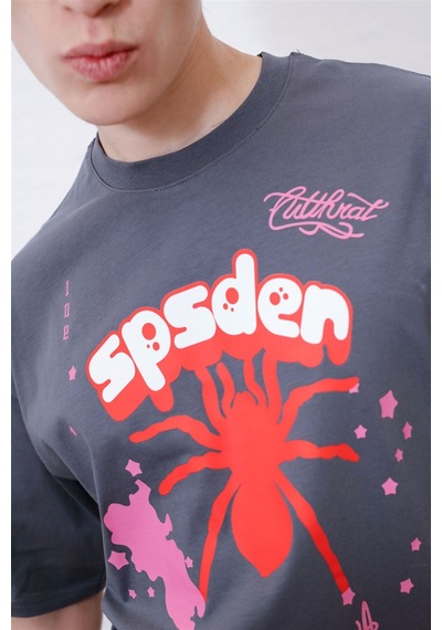 Flood Of Style Unisex Sp5der Antrasit Tshirt Gri
