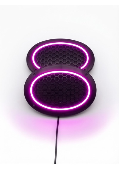 Oval Pembe Neon Ledli Hoparlör Kapağı