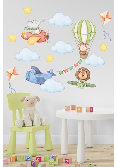 Uçak Temalı Çocuk Odası Sticker Seti