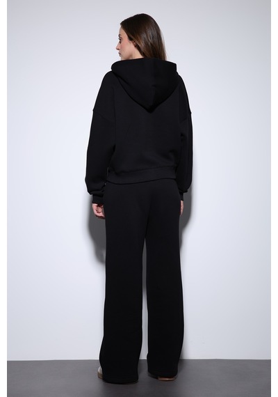 Antioch Fermuarlı Kapüşonlu Kadın Sweatshirt Siyah