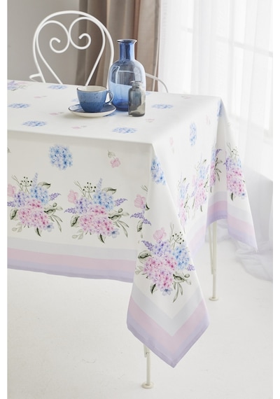 Ays Home Ortanca Çiçek Desen Yemek Masası Örtüsü