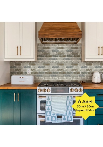 Technosmart 30x30cm 6adet 3d Kendinden Yapışkanlı Duvar Kağıdı Kaplama Mutfak Banyo 1paket 0,54 M2