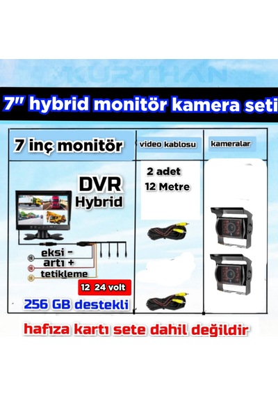 2 Adet Ledli Metal Kasa Kamera Ve 7 İnç Dvr Monitör Seti