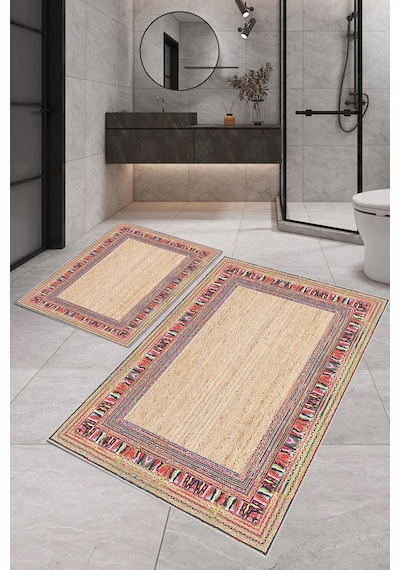 Eliana Home Dijital Baskı 2'li Banyo Paspas Takımı Lna5-sd322 100x60 Ve 60x50 Cm Bej