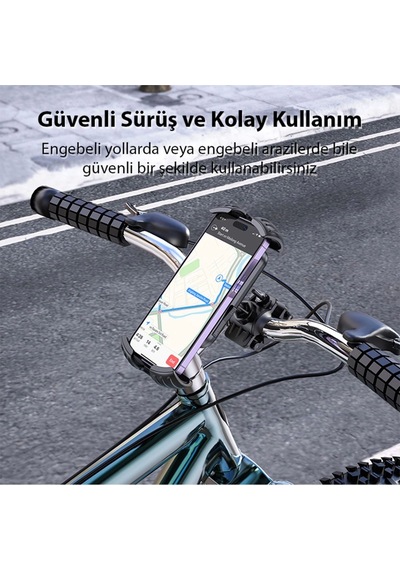 Borofone Bh105 Crown Gidon Bağlantılı Bisiklet Ve Motosiklet Telefon Tutucu Sıyah Çok Renkli