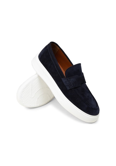 Deery Erkek Hakiki Süet Lacivert Loafer Ayakkabı - 02043mlcvp01