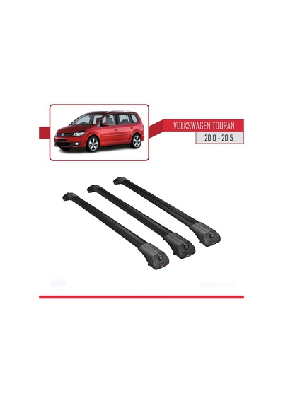 Volkswagen Touran 2010-2015 Arası İle Uyumlu Ace-1 Ara Atkı Tavan Barı Siyah 3 Adet Bar