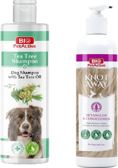 Bio Petactive Çay Ağacı Yağlı Köpek Şampuanı 400 Ml + Knot Away Kıtık Açıcı Krem 250 Ml 2 Li Set