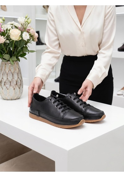 Nesilshoes Nesil Shoes Spil Rc1 Siyah Hakiki Deri Kadın Ayakkabı
