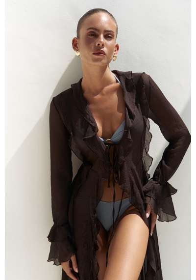Mai Collection Mai Studios Co. Freya Kahve Uzun Elbise Kahve