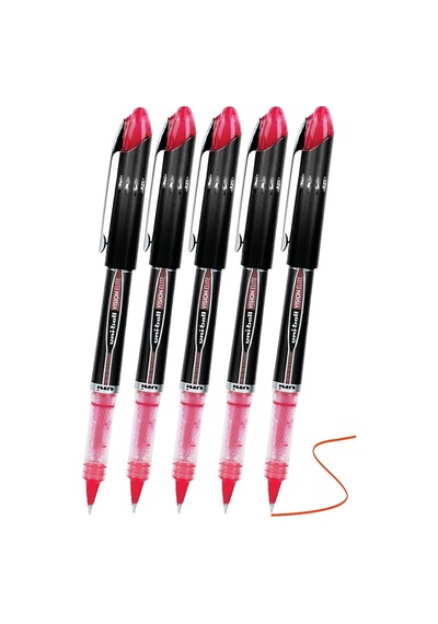 Kırmızı Pilot Kalem Ub-205 Vision Elite 0.5mm 5 Adet Uniball Pilot Kalem 0.5 Mm Roller Uçlu Pilot Kalem İnce Uçlu Likit Kırmızı