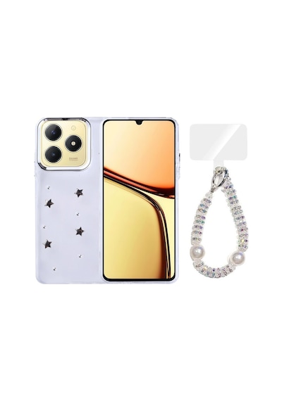 Teleplus Realme C63 Kılıf Pole Desenli El Bilekli Kılıf Gri