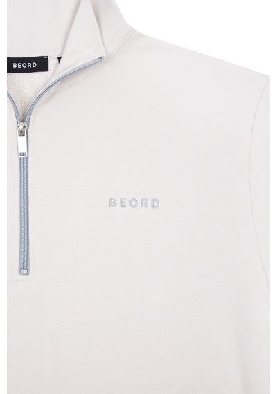 Beord Taş %100 Pamuk Yarım Fermuarlı Sweatshirt Bzt1-134
