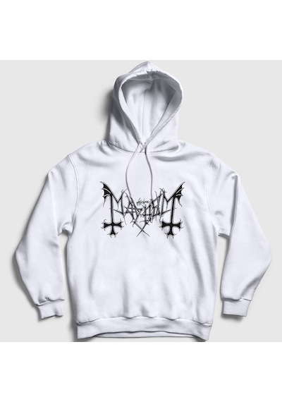 Presmono Unisex Logo Mayhem Kapüşonlu Sweatshirt Beyaz
