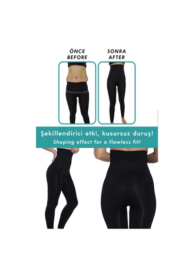 Elilom Tini Yüksek Bel Göbek Toparlayıcı Şekillendirici Sıkılaştırıcı Korse Tayt Shapewear Leggings Siyah