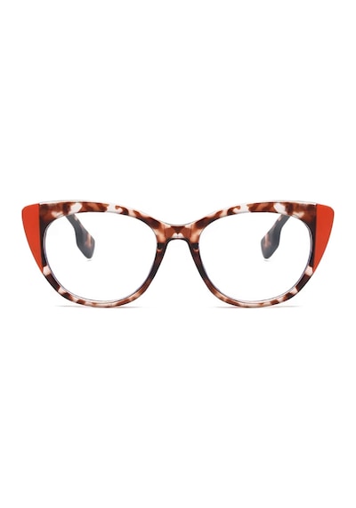 Metora Leopar Desen Kırmızı Kemik Çerçeve Kedi Gözü Vintage Retro Gözlük Vizon