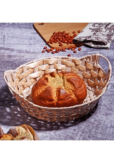Rattan Ekmeklik Ekmek Sepeti Yuvarlak 30cm Kahverengi