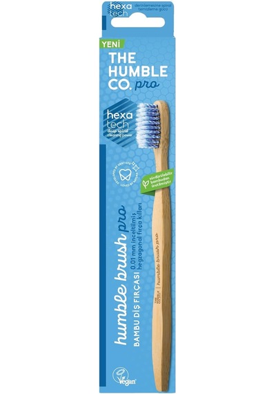 Humble Brush Pro Lıne Yetişkin Soft Mavi 0.01 İnceltilmiş Hegzagonal Fırça Kılları Açık Ahşap
