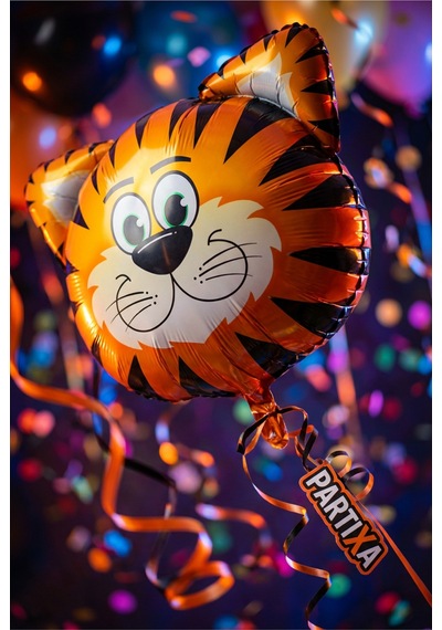Safari Kaplan Kafa Folyo Balon 35x41 Cm Safari Temalı Çocuk Doğum Günü Parti Süsü Çok Renkli