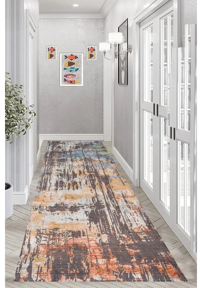 Eliana Home Dijital Baskı Yıkanabilir Kaymaz Taban Salon Halısı Ve Yolluk Rvg0965-fnl214 Kahverengi