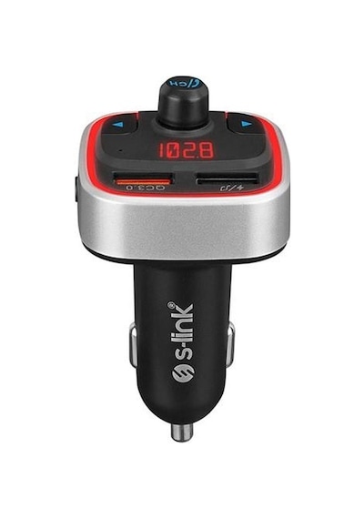 S-link Sl-bt401 Rgb Bluetooth V5.0 Led Ekran Tf Kart 64g Max Çift Usb Qc3.0+5v/2.4a Hızlı Şarjlı Fm Transmitter