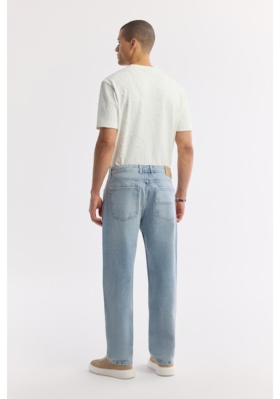Avva Erkek Açık Mavi Klasik Bel %100 Pamuk Eskitme Yıkamalı Tokyo Straight Fit Jean Pantolon A51y3546