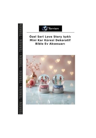 Özel Seri Love Story Işıklı Mini Kar Küresi Dekoratif Biblo Ev Aksesuarı