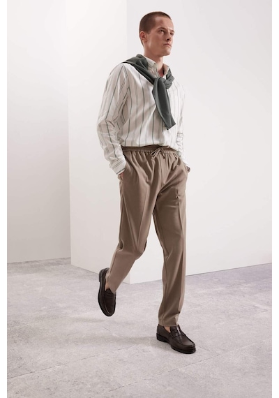 DeFacto Regular Fit Normal Kesim Oxford Düğmeli Çizgili Pamuklu Uzun Kollu Gömlek D3500AX24AUGN900 Yeşil