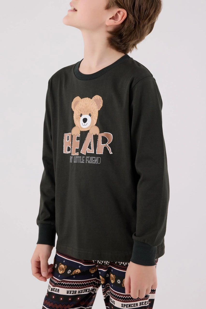 Arnetta Erkek Çocuk Aile Bear My Little Friend %100 Pamuklu 4 Mevsim Uzun Kollu Pijama Takım Füme Arnetta Erkek Çocuk Aile Bear My Little Friend %100 Pamuklu 4 Mevsim Uzun Kollu Pijama Takım Füme