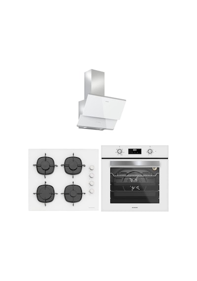 Silverline BO6502W02 - CS5335W01 - 3490 OSLO Beyaz Cam Ankastre Set
