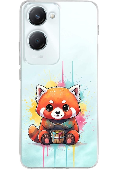 Vivo Y18 İle Uyumlu Splash Tilki Tasarımlı Şeffaf Silikon Kılıf Şeffaf