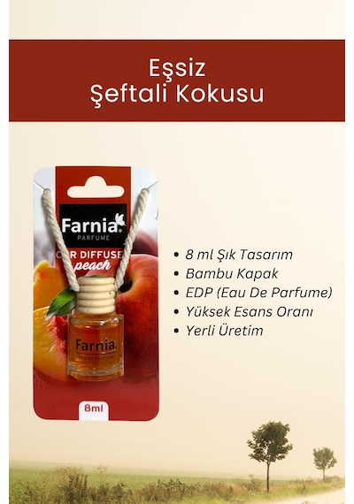 Farnia Yüksek Esanslı Askılı Araç Kokusu Edp Parfüm Şeftali 8 Ml 3 Adet Avantaj Paketi