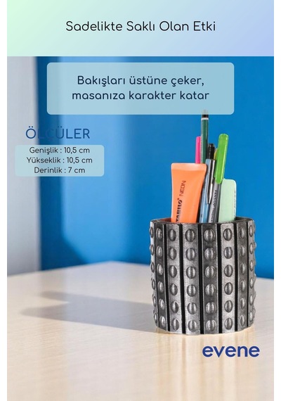 Kalemlik Masa Kalemliği Organizer Kalemlik Gümüş Eskitme Renk Model 91 Çok Renkli