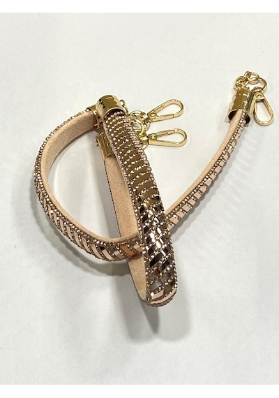Karantuhafiye Taşlı Çanta Sapı Şeritli Model Rose Gold