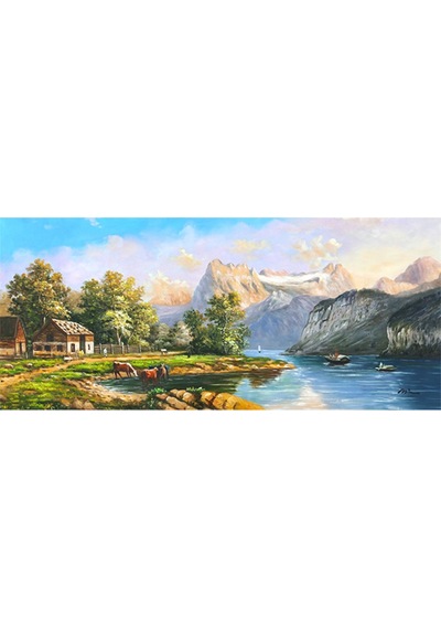 Yağlı Boya Tablo %100 El Yapımı 104cmx56cm Manzara Doğa
