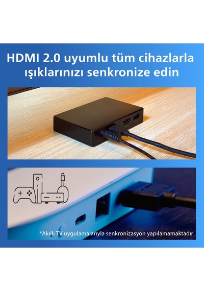 Philips Smart Lighting Hdmı 2.0 Sync Box Kiti 55"-65" Tv'ler İçin - Google Home, Alexa, Homekit Ve Matter Uyumlu Çok Renkli