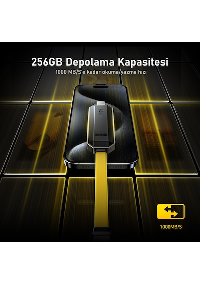 Aohi The Future Magflash 256gb Usb-c Mikro Ssd Flash Bellek Ve Şarj Kablosu, 1000mb/s Veri Aktarım -