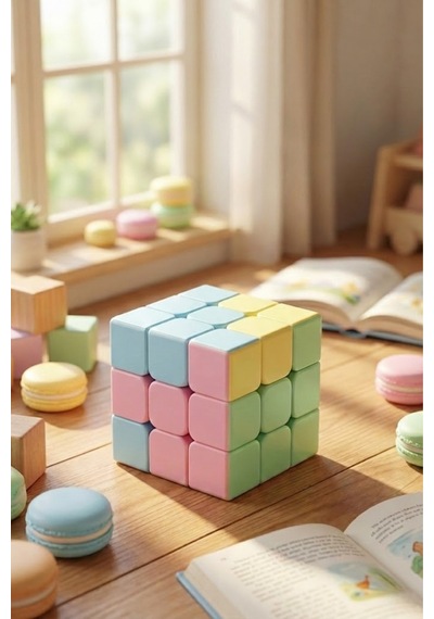 Macaron 3x3 Zeka Küpü - Hızlı Pürüzsüz Dönüş Profesyonel - Stickerless Pastel Renkli Sabır Küpü